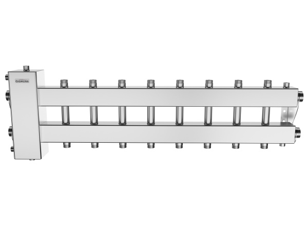BMSS-150-9DU (нерж., до 150 кВт, подкл. котла G 1½″, 4+4 контура G 1″, боковой контур G 1½″)